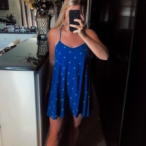Hollister Blue and green polka dot and lace dress